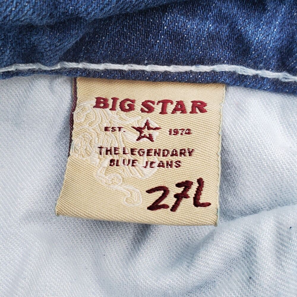 Big Star Jeans 27L Liv Stretch Boot Blue Denim Thick Stitch Mid Rise Women - Picture 8 of 13
